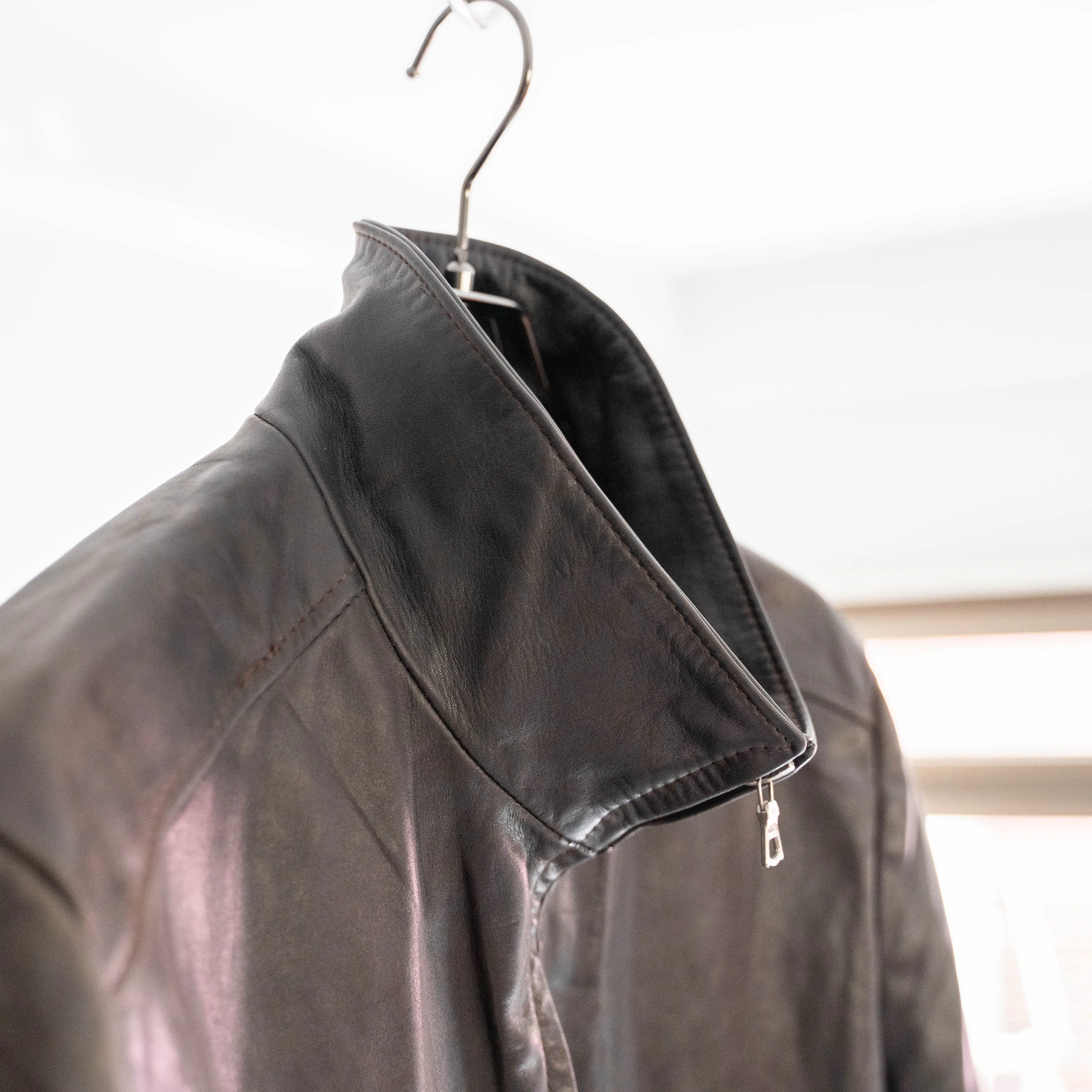 1960-70s Germany double zip dark brown leather jacket