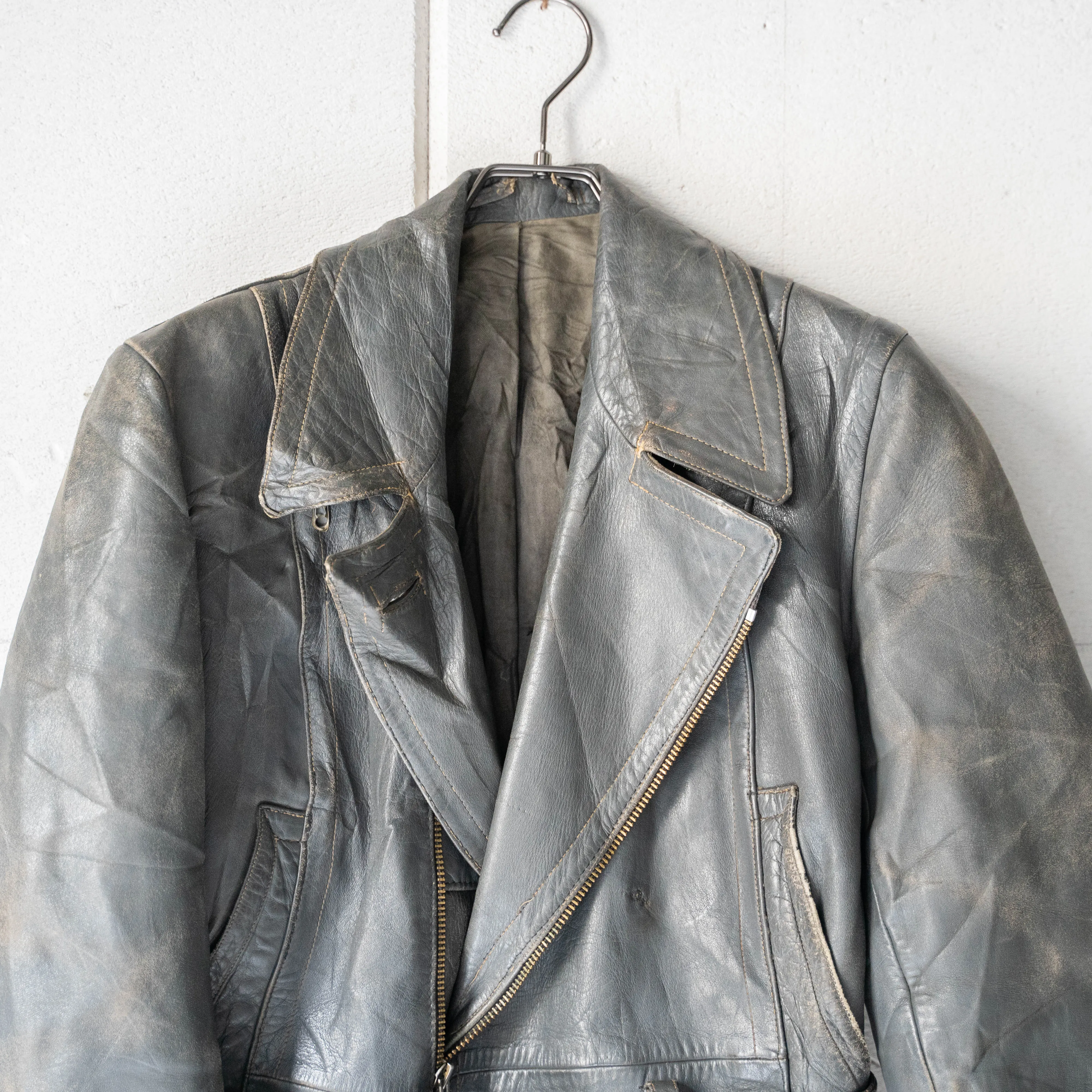 1960-70s Netherland motorcycle leather short jacket