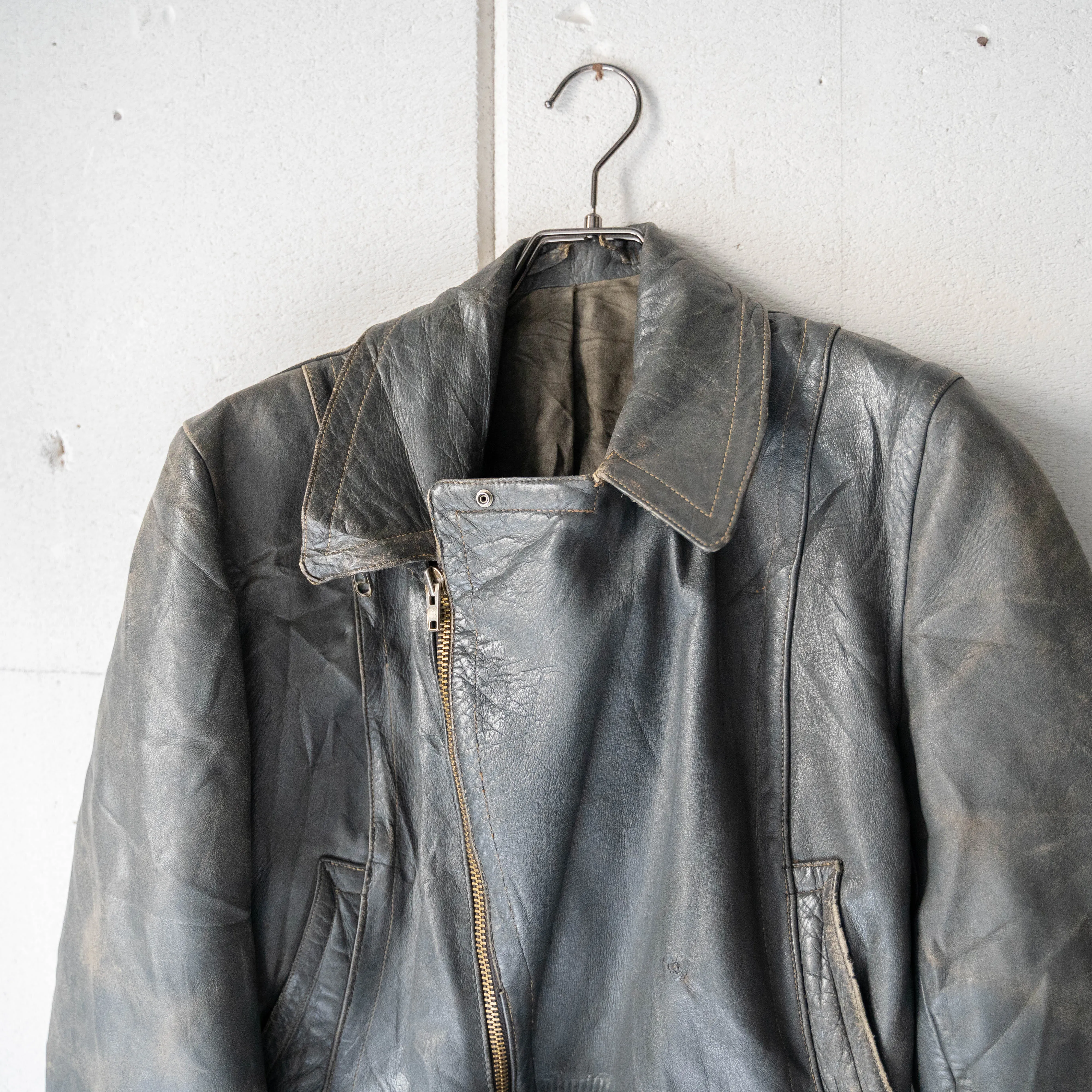 1960-70s Netherland motorcycle leather short jacket