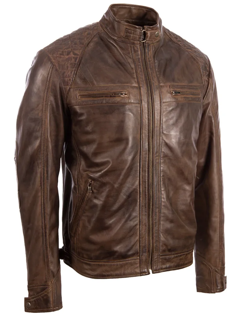 44T9 Men's Biker Jacket - Nevada Brown