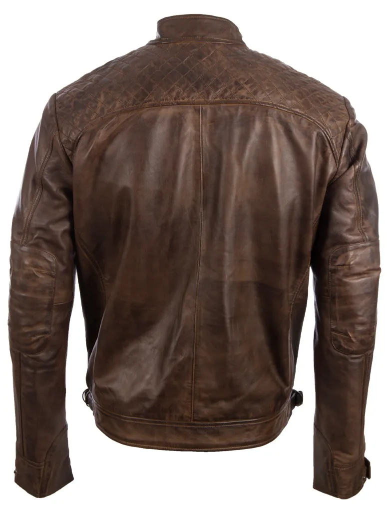 44T9 Men's Biker Jacket - Nevada Brown