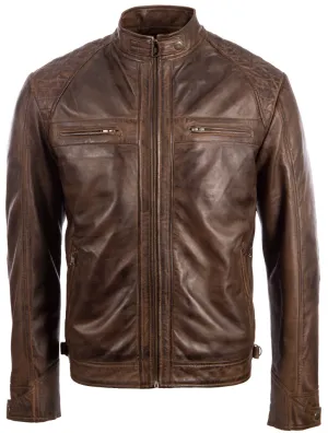 44T9 Men's Biker Jacket - Nevada Brown