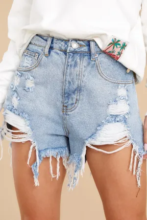 Absolutely Certain Light Wash Distressed Denim Shorts