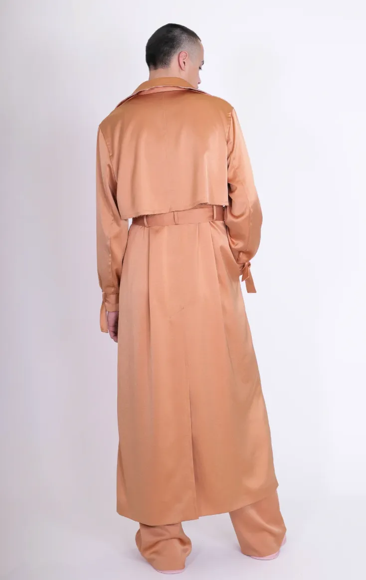 Apollo Shiny Trench Coat Peach