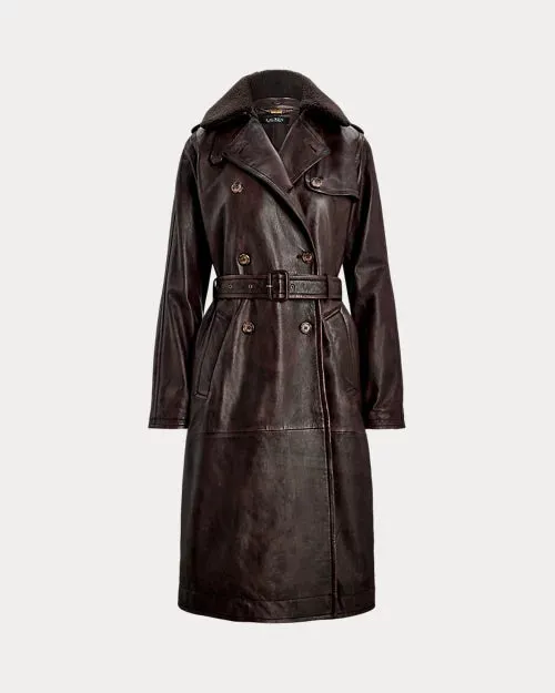 Belted Burnished Lambskin Trench Coat