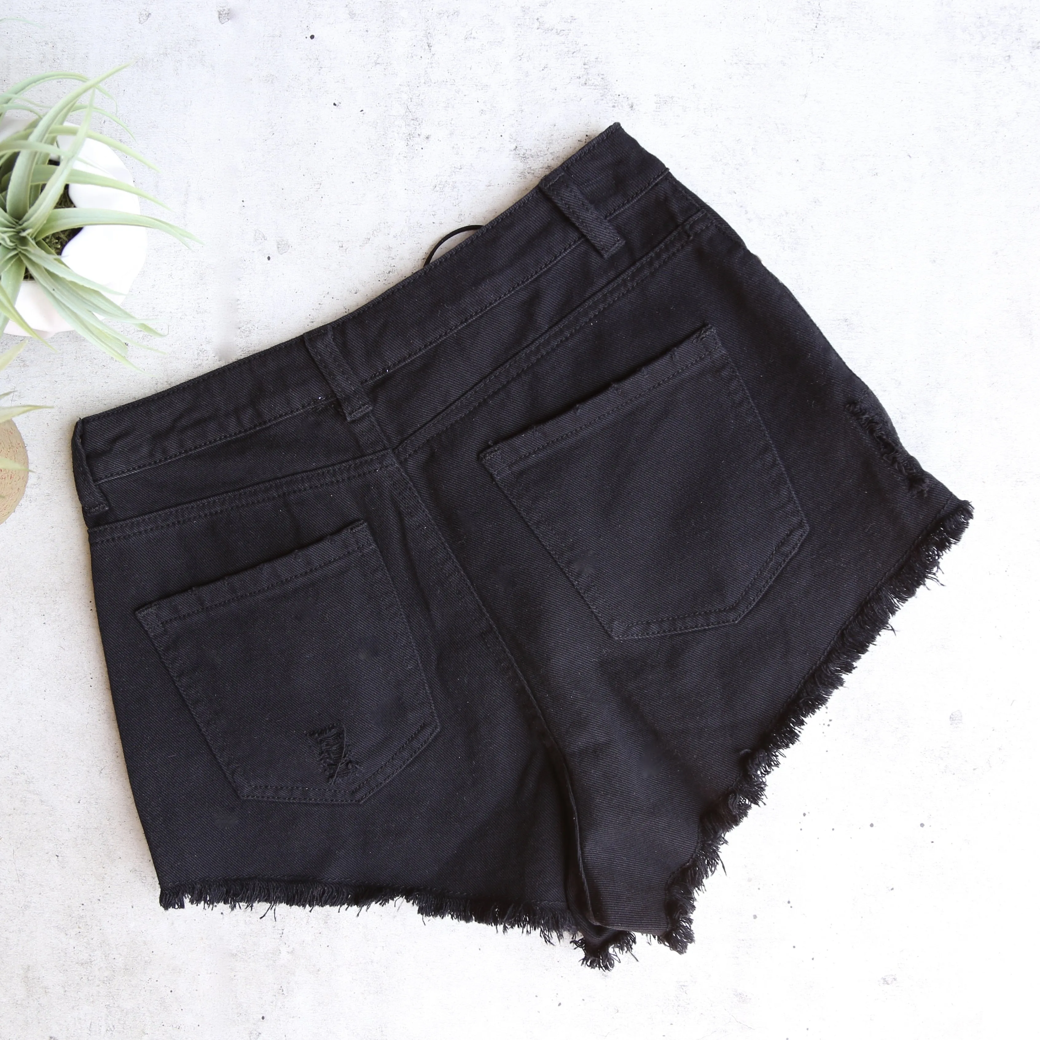 Clique Lace-Up Denim Shorts in Black