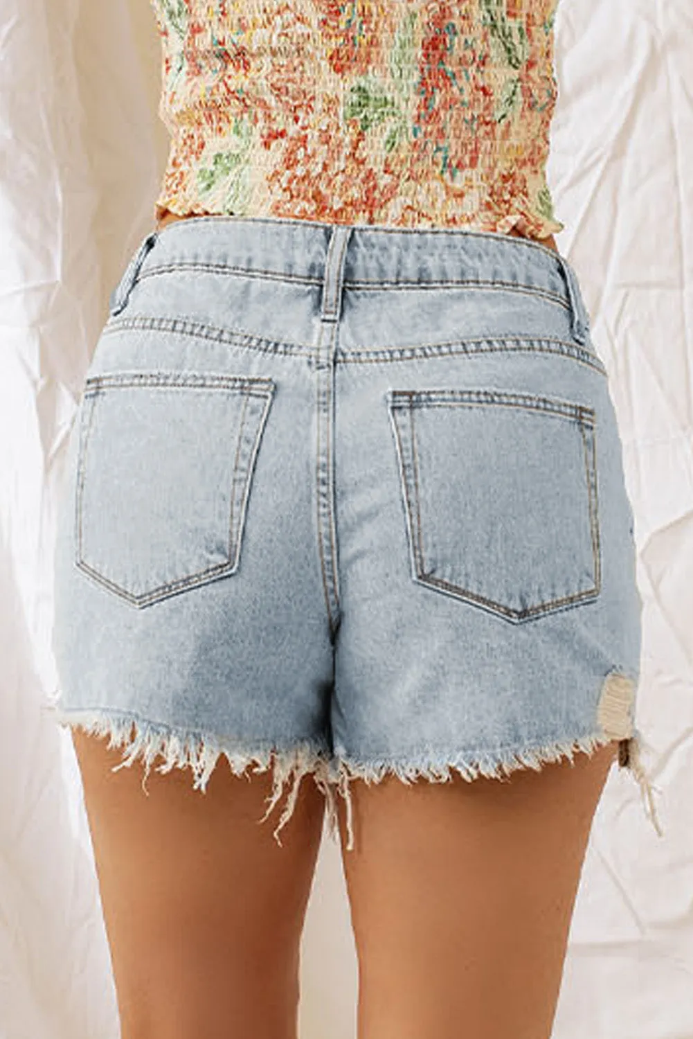 Distressed Denim Shorts