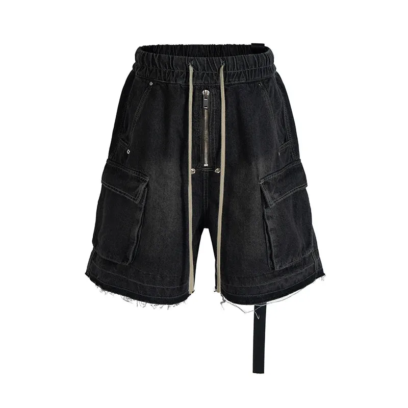 Distressed Pocket Denim Shorts