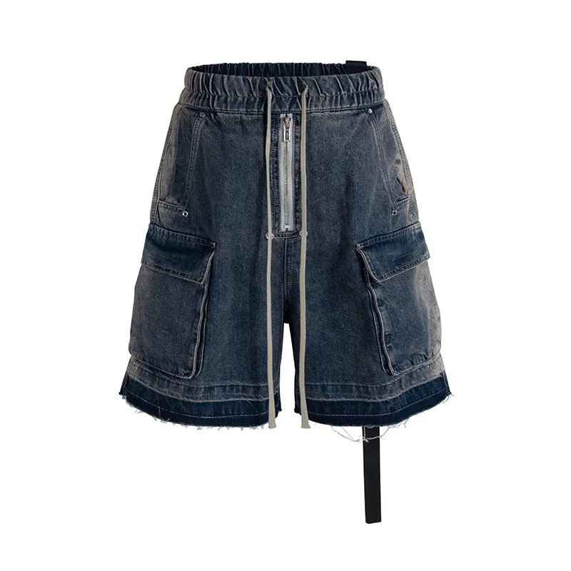 Distressed Pocket Denim Shorts