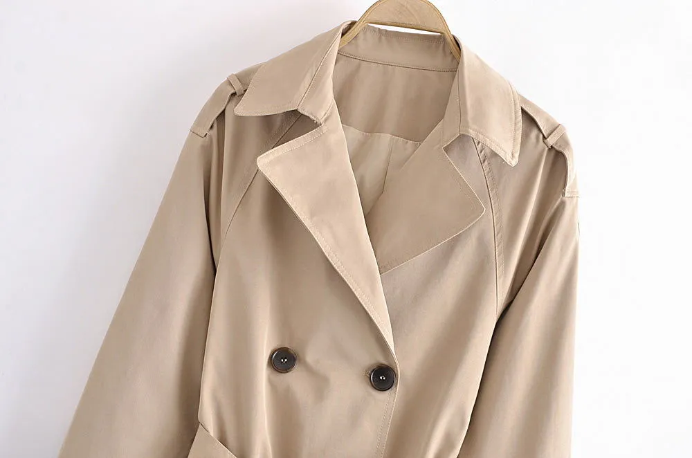 Fall Classic Double-Breasted Large Collared Slimming Extended Trench Coat