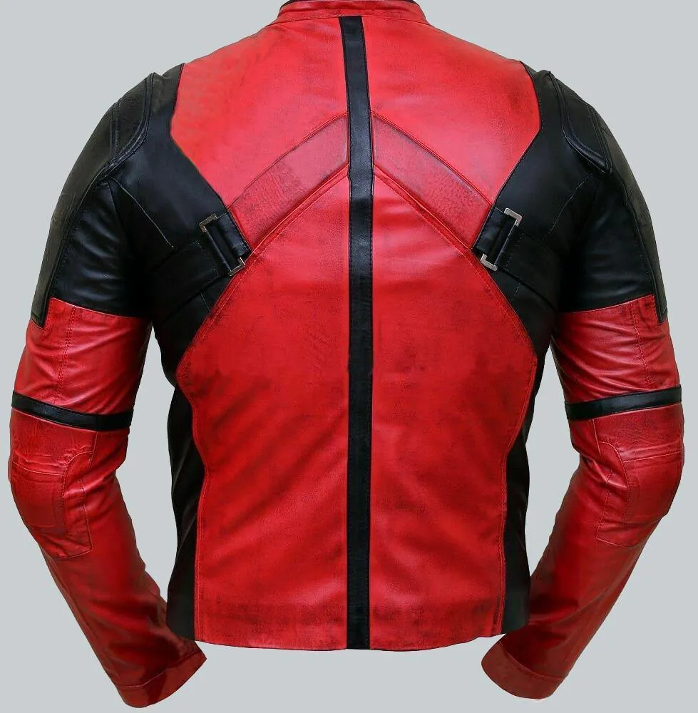 Iconic Deadpool Inspired Red Leather Jacket