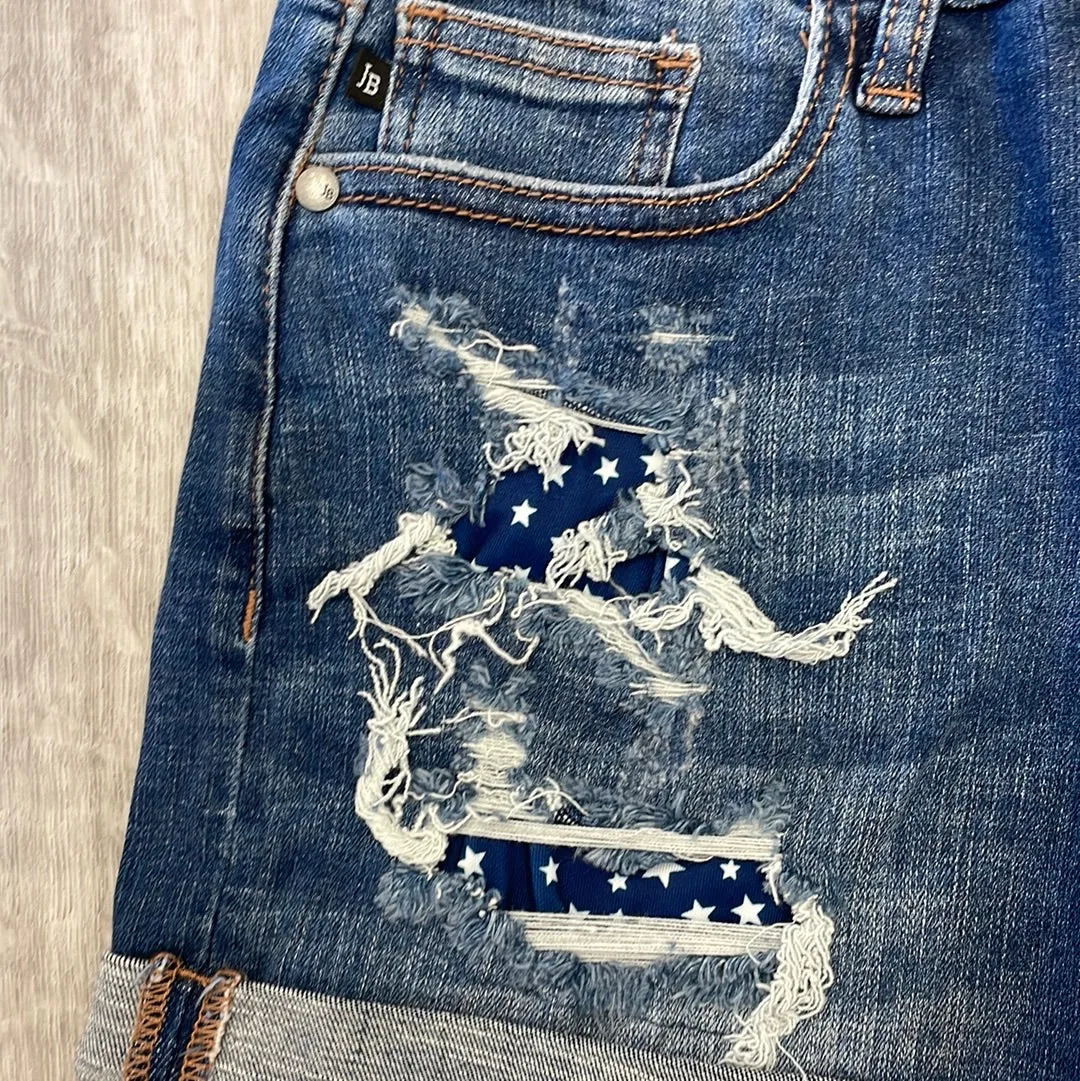 Judy Blue Hi-Rise Star Patch Shorts