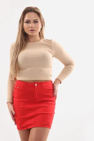 LADIES HIGH WAISTED RED SKIRT