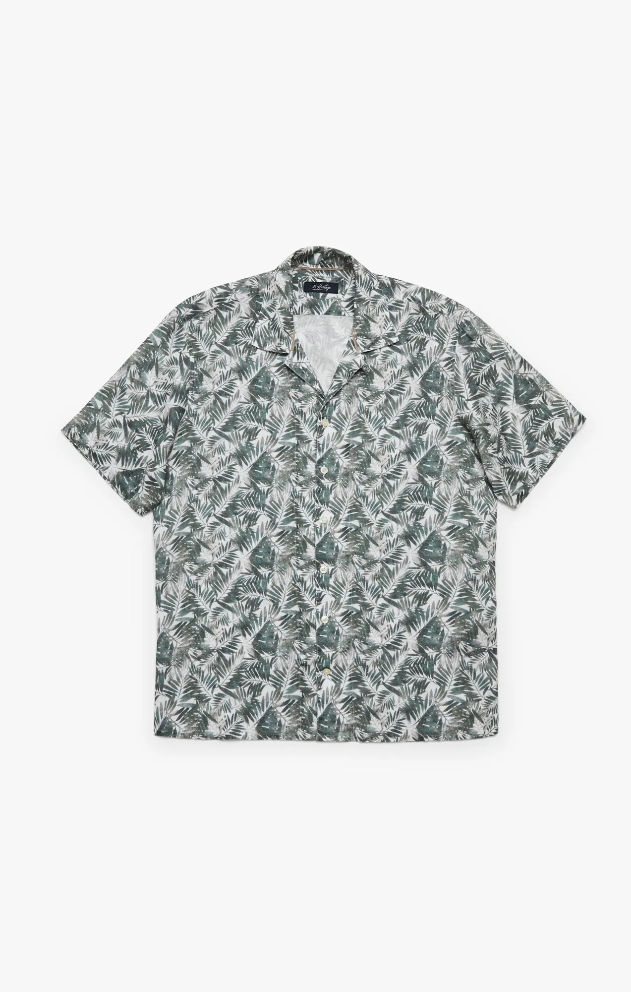 Linen Short Sleeve Shirt In Green