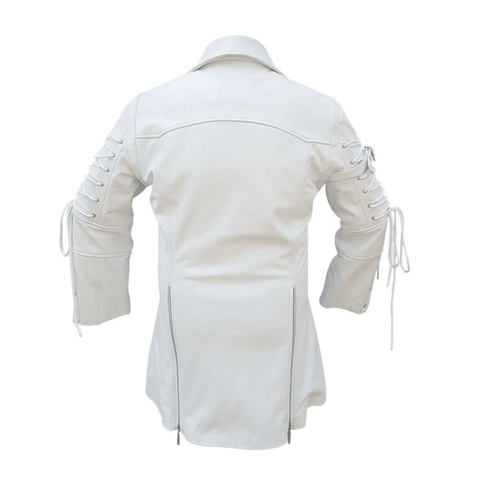 Long White Leather Coat for Men