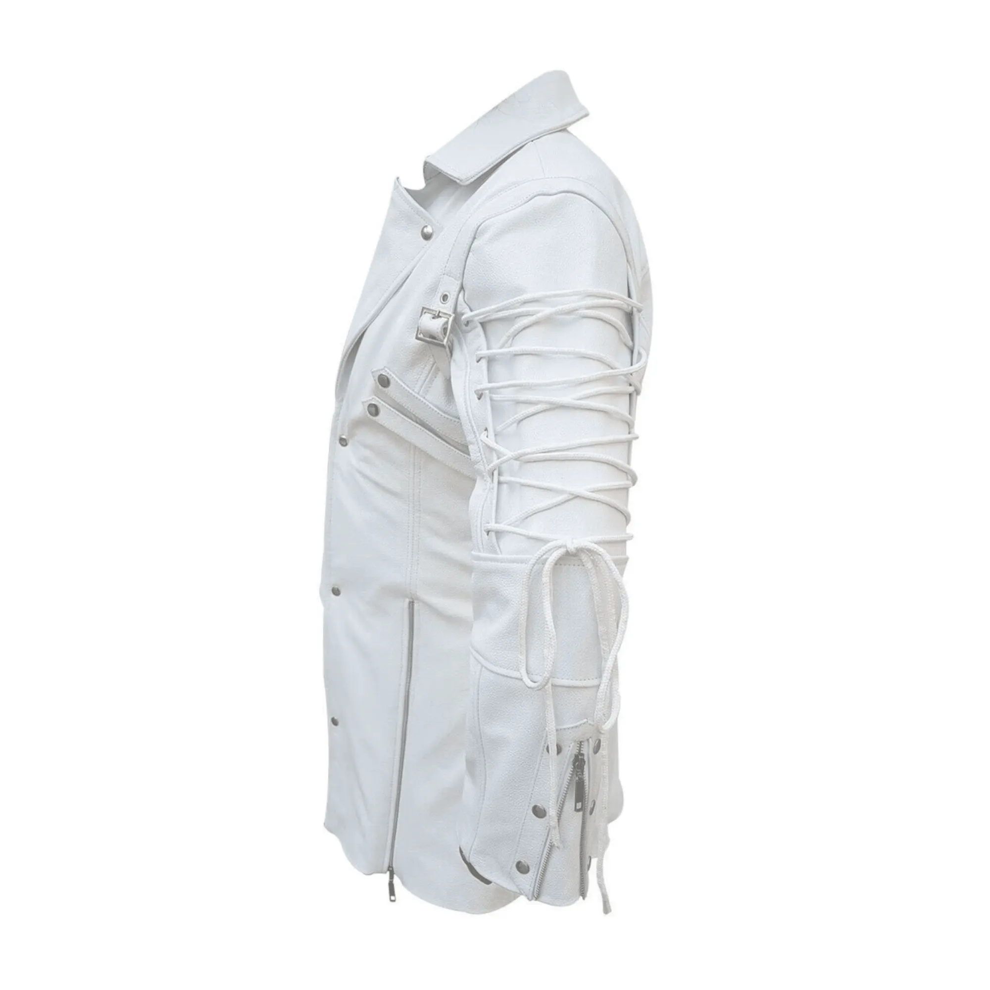 Long White Leather Coat for Men