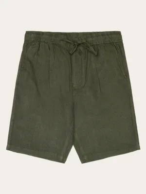 Loose Linen shorts - Burned Olive