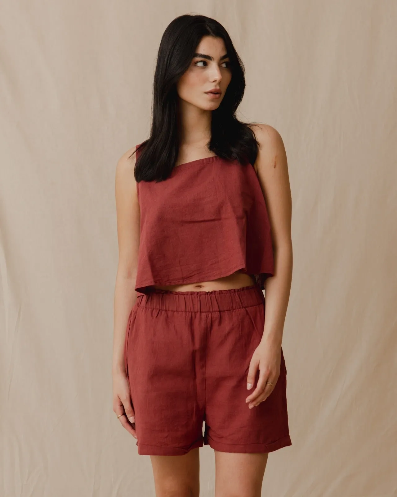 Minimal Linen Set Burgundy