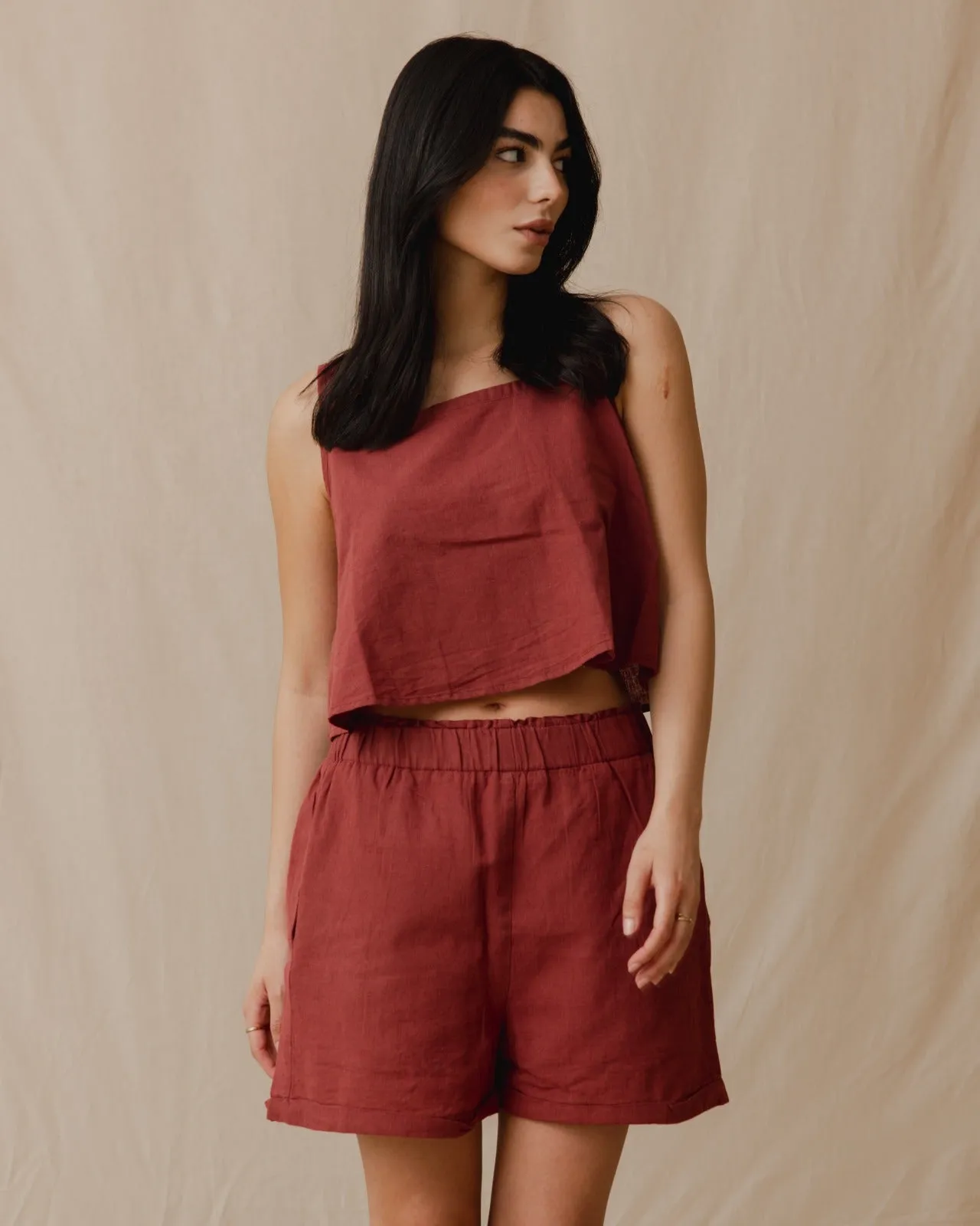 Minimal Linen Set Burgundy