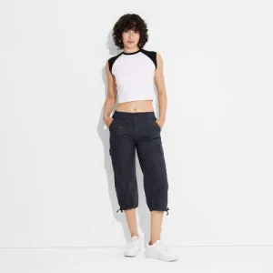 New - Women's Utility Cargo Capri Pants - Wild Fable Hematite XXS