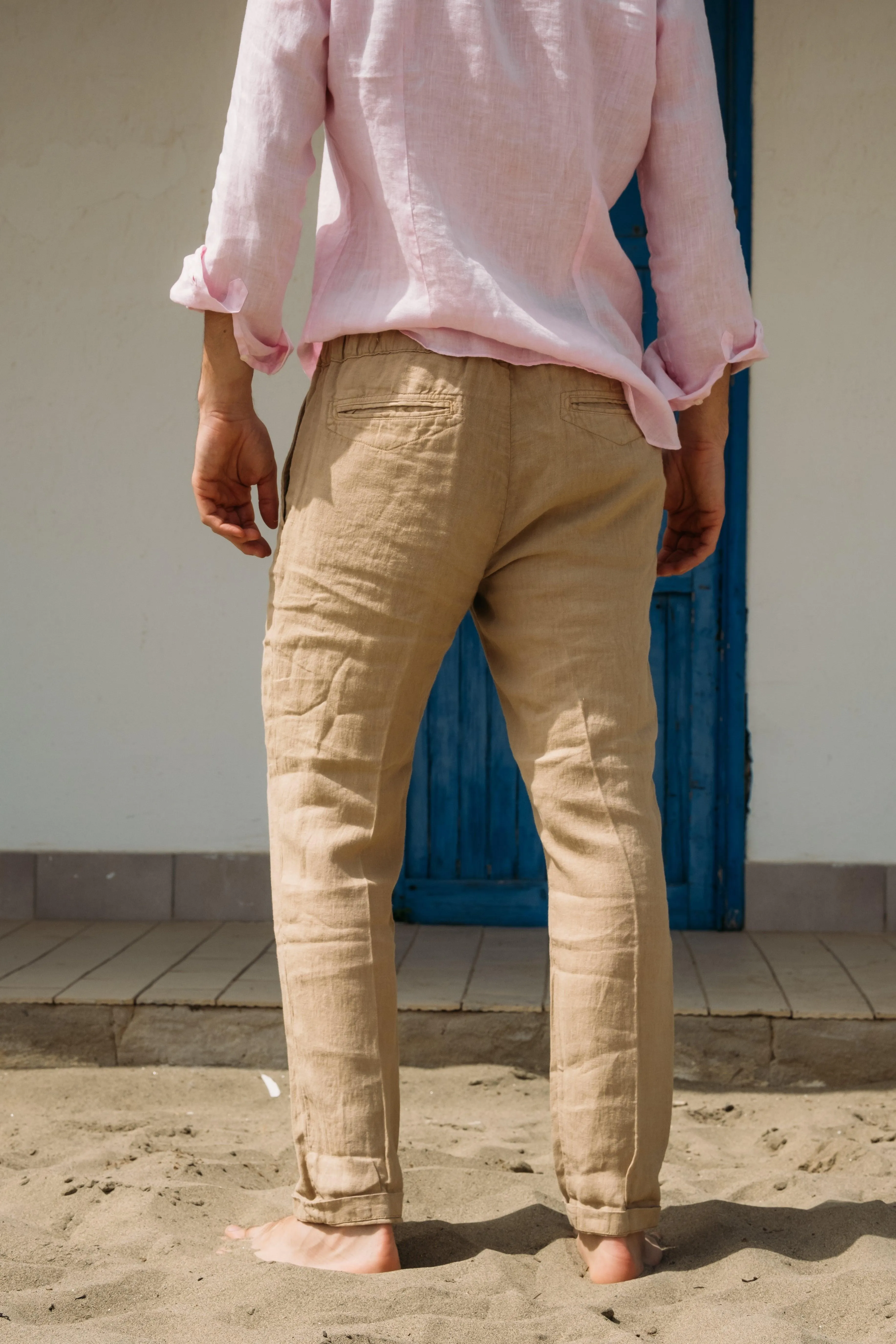 Pantalone Lewis Khaki in Lino