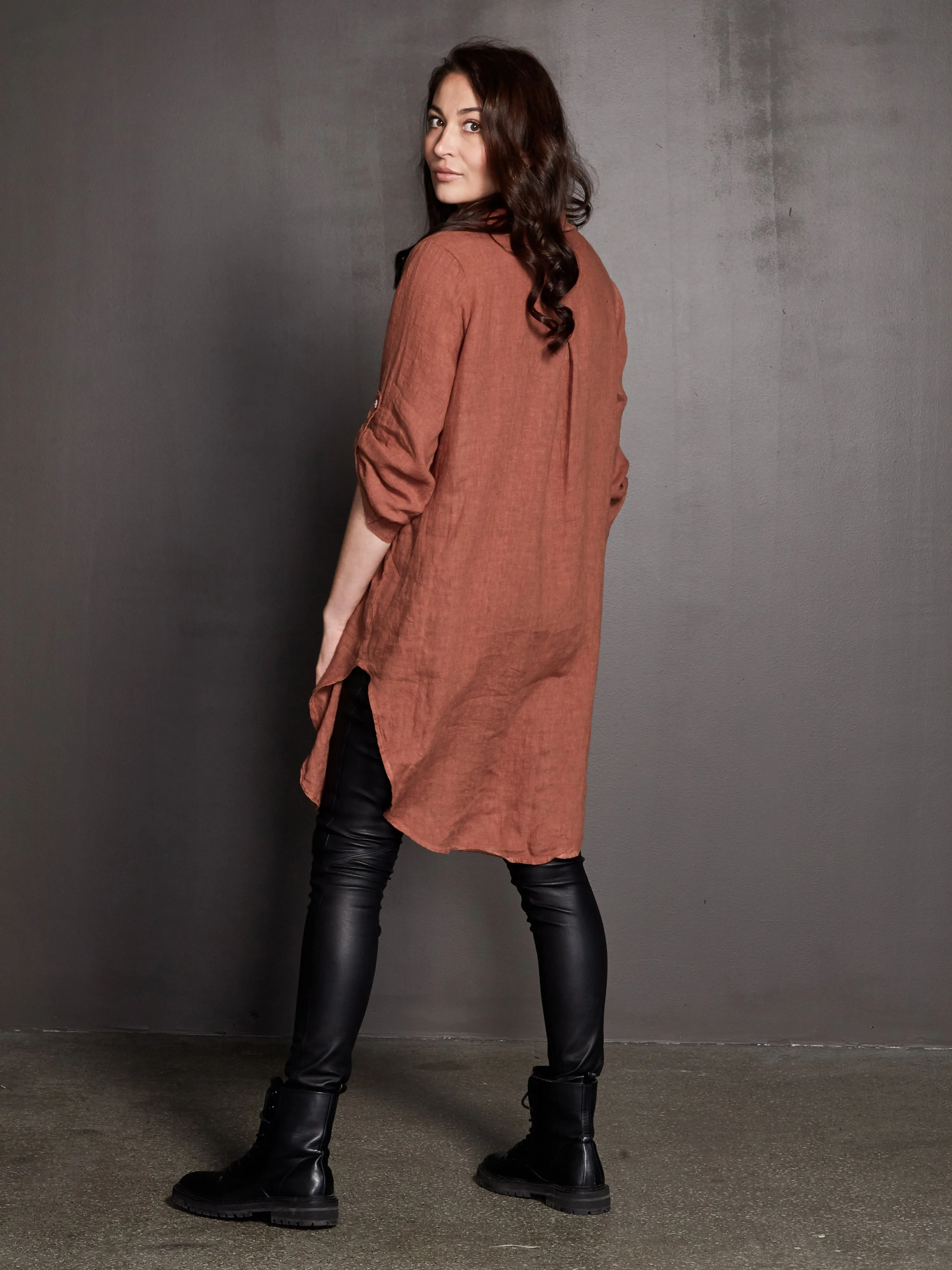 POLETTE linen tunic - Mocca Mousse