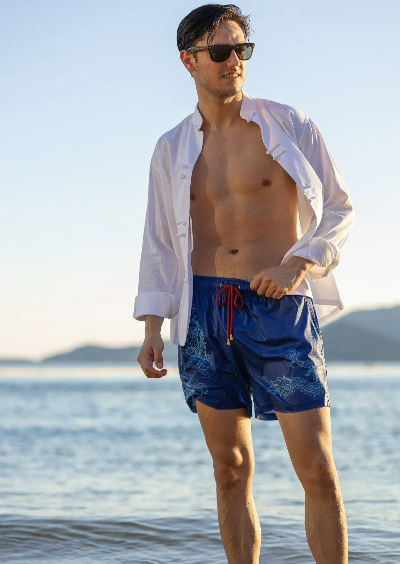 Qipology X Mazu Resortwear "Dragon Wave" Swim Shorts