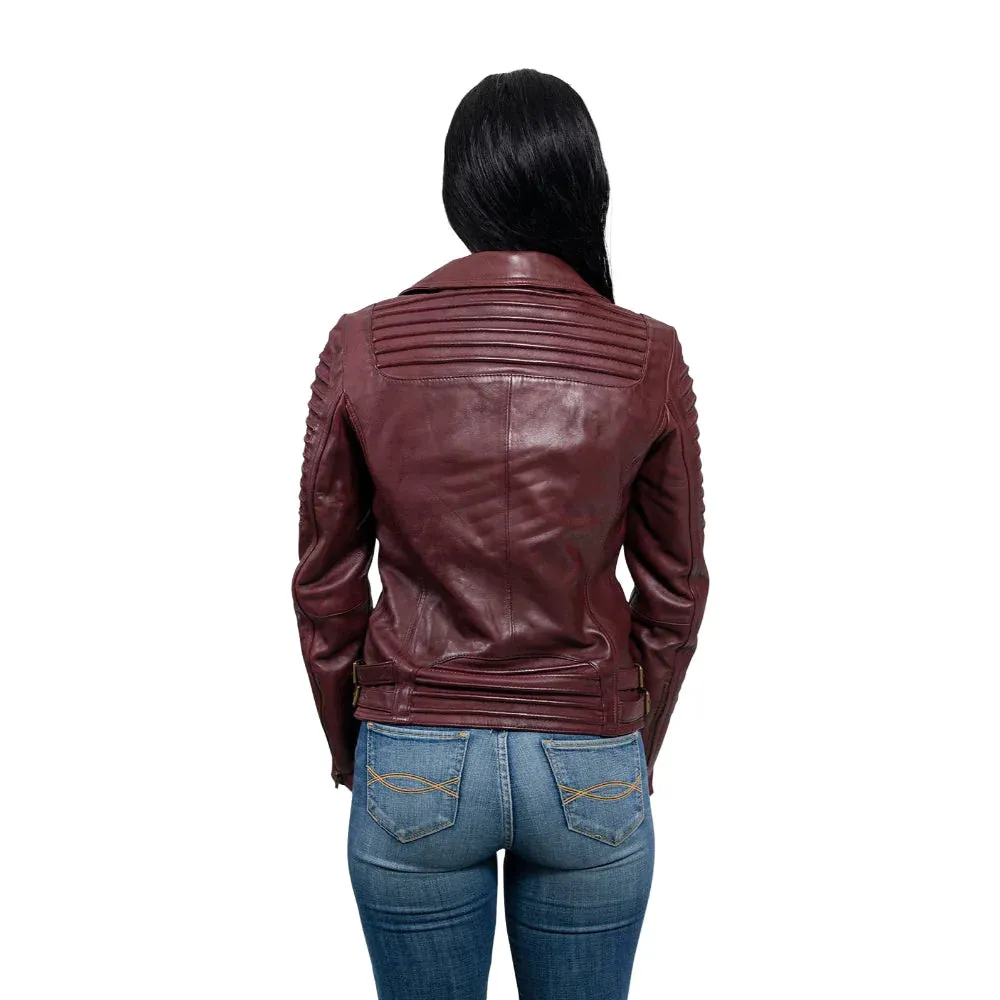 Queens Womens Leather Jacket Oxblood