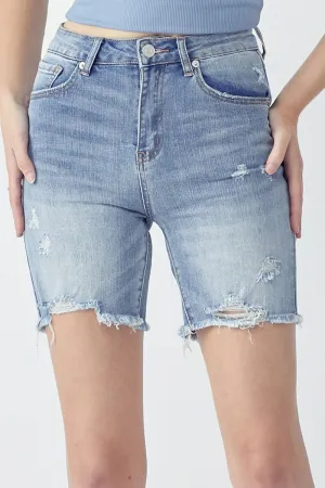 RISEN High Rise Distressed Denim Shorts