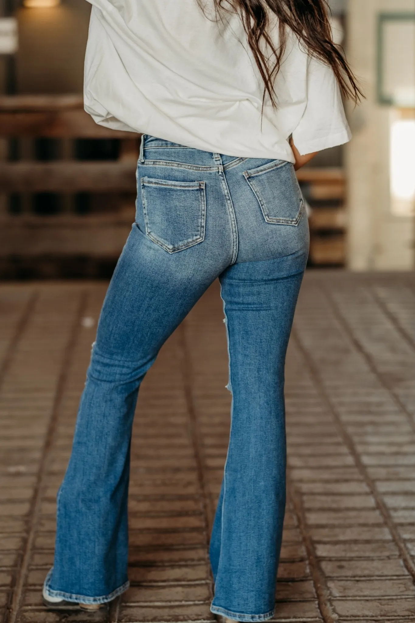 Rugged High Rise Flare Jean