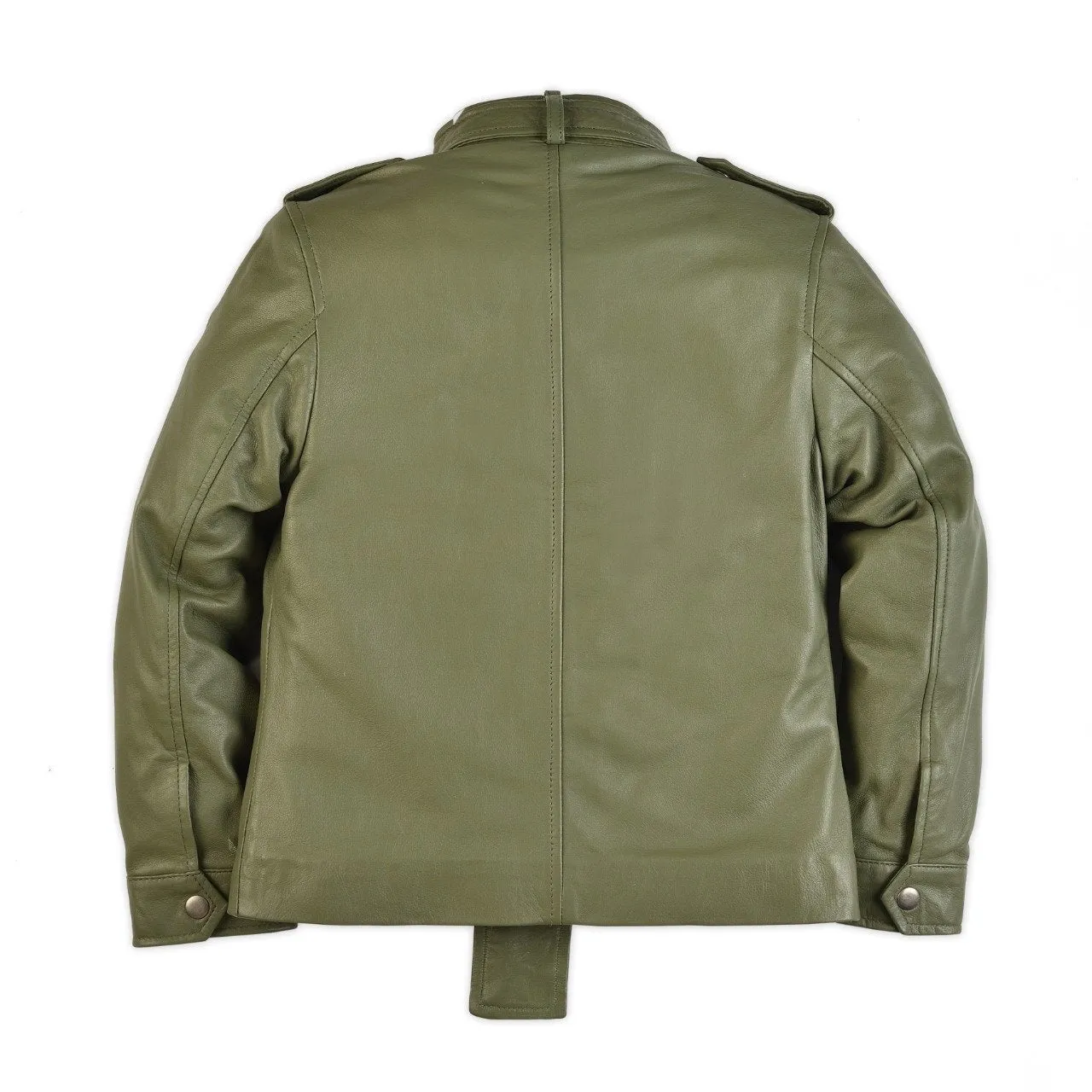 Selmak Army Green Girls Leather Jacket