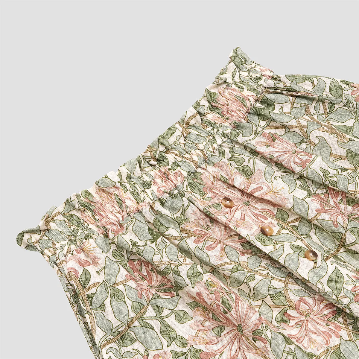 Soft Sage Honeysuckle Linen Women’s Pyjama Shorts Set