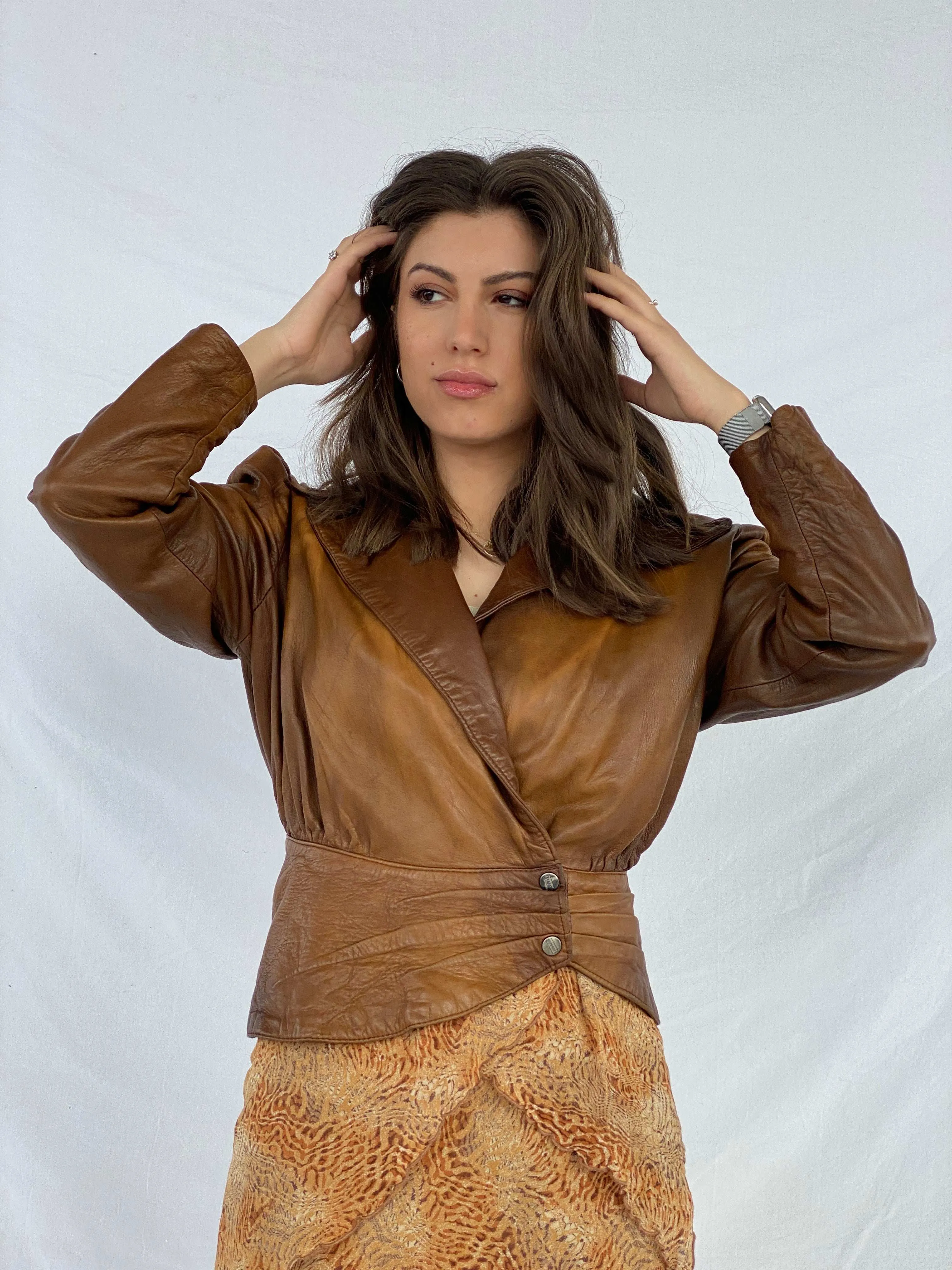 Statement Vintage Expresso Genuine Leather Jacket - Size M