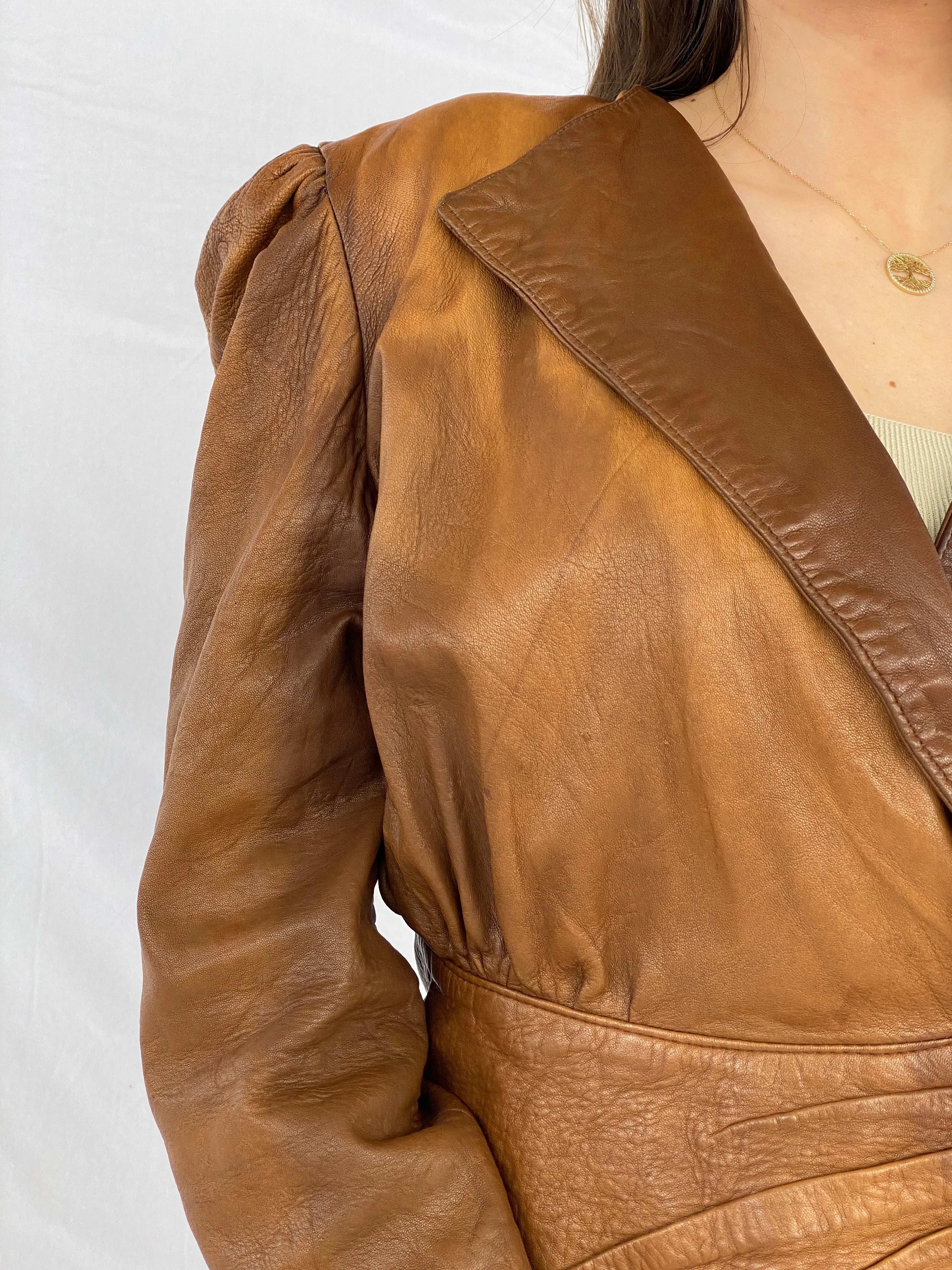 Statement Vintage Expresso Genuine Leather Jacket - Size M