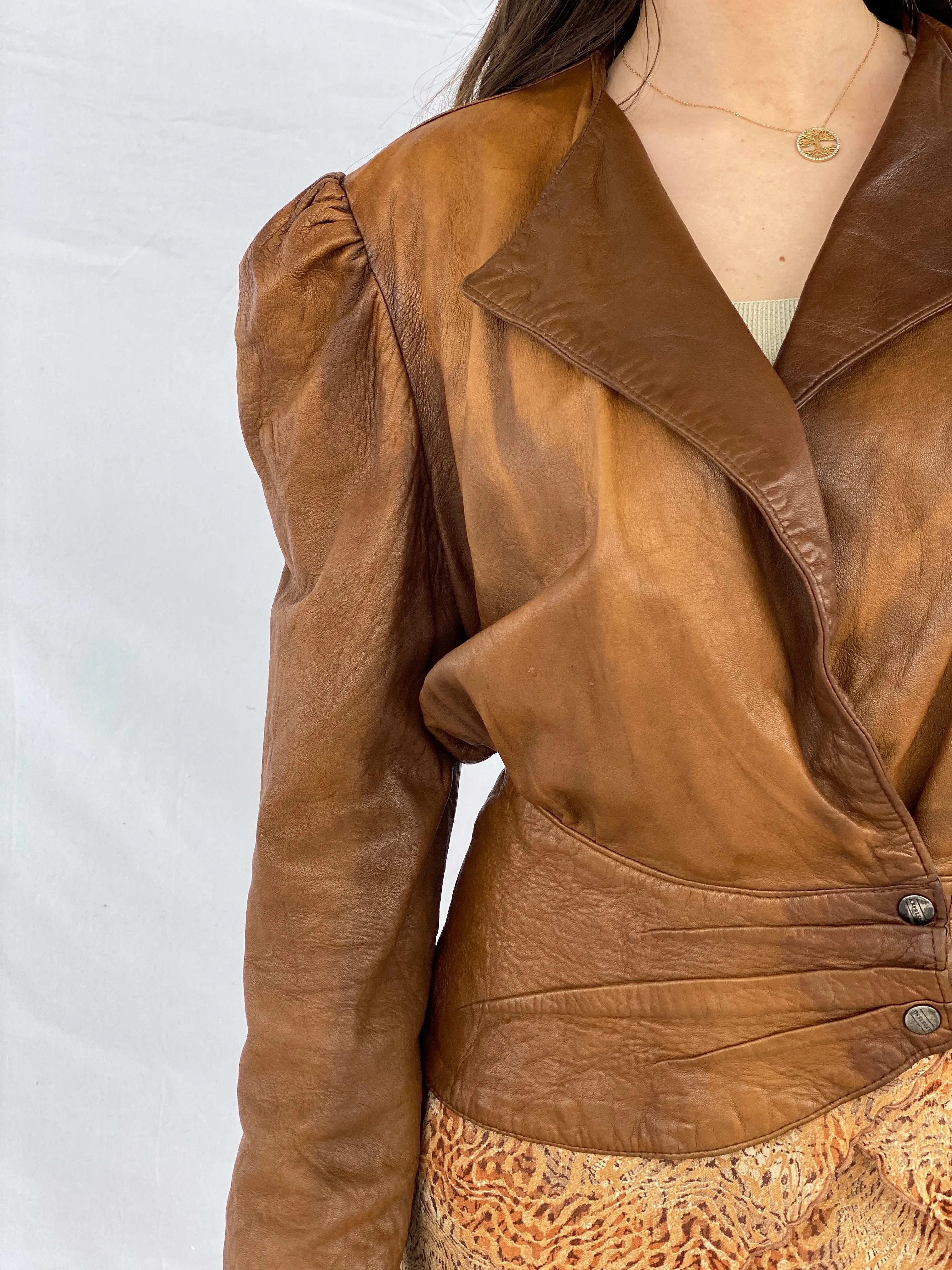 Statement Vintage Expresso Genuine Leather Jacket - Size M