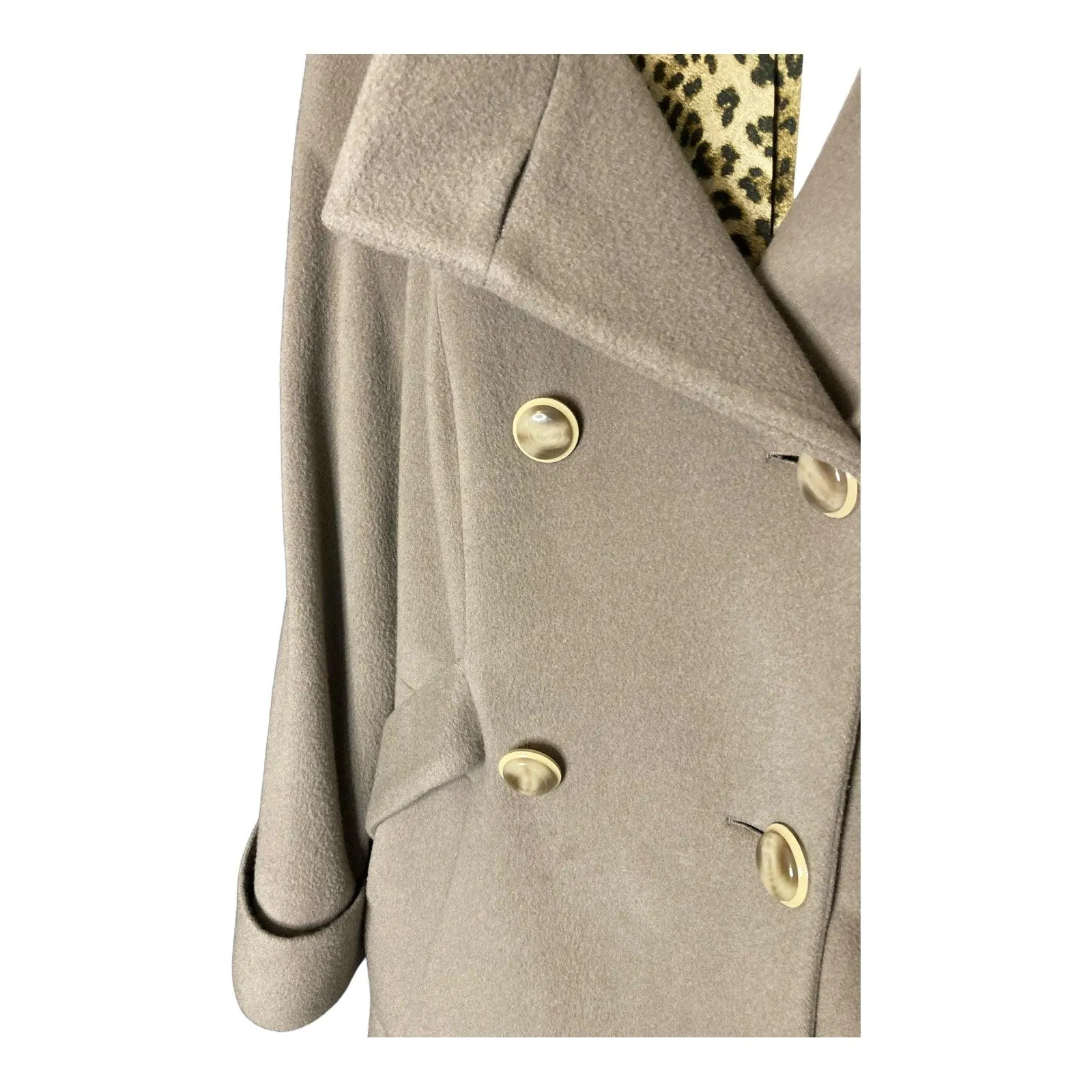 Sub-Couture Wool & Cashmere Blend Taupe Long Sleeved Coat UK Size 12