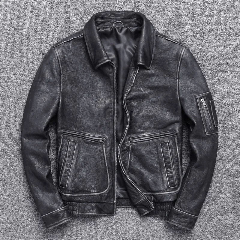 Thick leather Casual Make old leather jacket