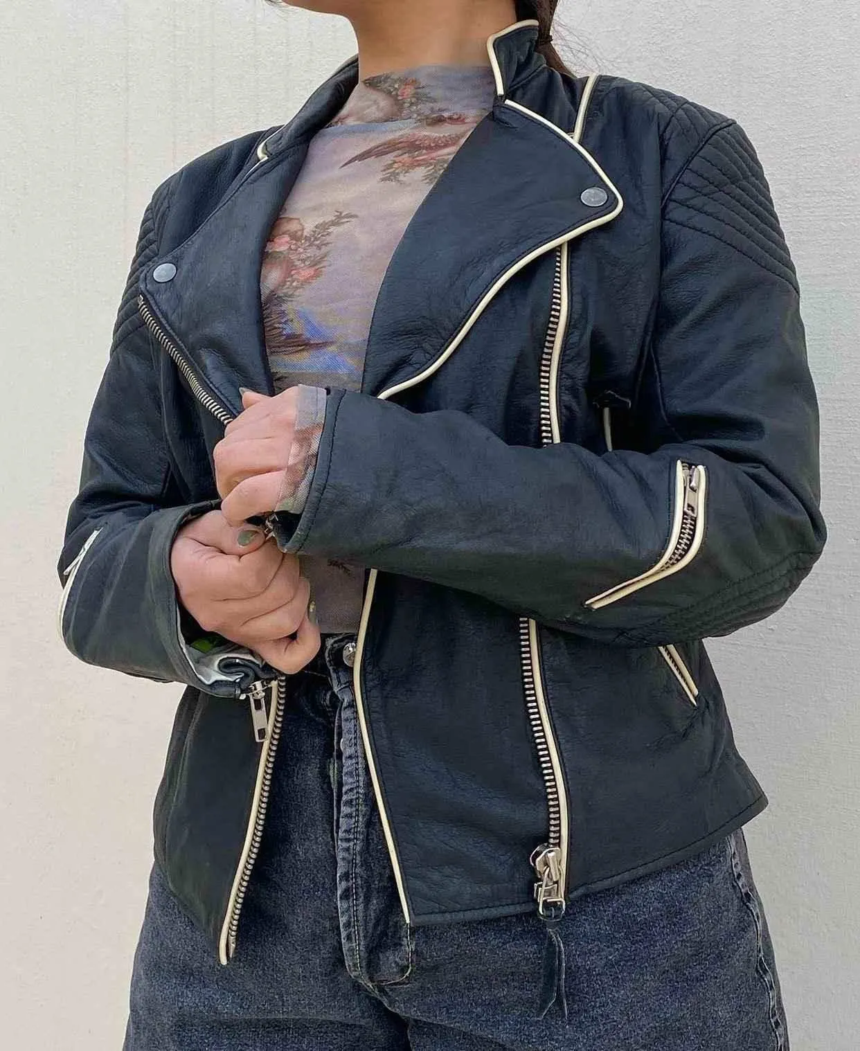 Vintage Blue System Genuine Leather Jacket